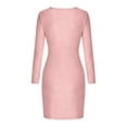 thumbnail image 5 of IWRICH Women's Cowl Neck Sparkly Deep V Neck Long Sleeve Ruched Bodycon Cocktail Party Club Night out Glitter Short Dresses Pink XL, 5 of 5