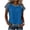 Blue, variant on Womens Summer Top Cap Sleeve Shirts Round Neck Textured Loose Casual Shirts Fashion Trendy Blouse