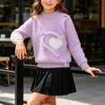 thumbnail image 6 of Afuyipoi Girls Heart Print Long Sleeve Pullover Sweater for Kids Size 3-13Y Winter Warm Casual Wear Purple Size 11, 6 of 7