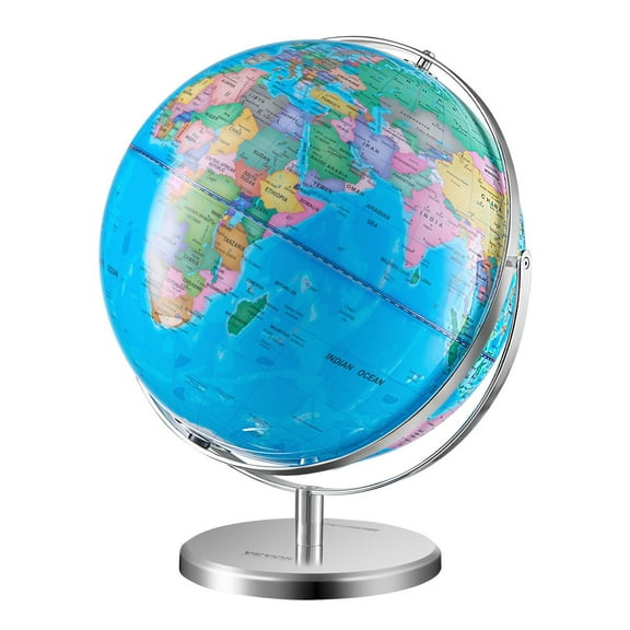 STAWAY 13 Inch Illuminated World Globe - Educational Earth Globe with LED Constellation Night Light, 720° Rotation, Heavy Metal Base for Kids Learning