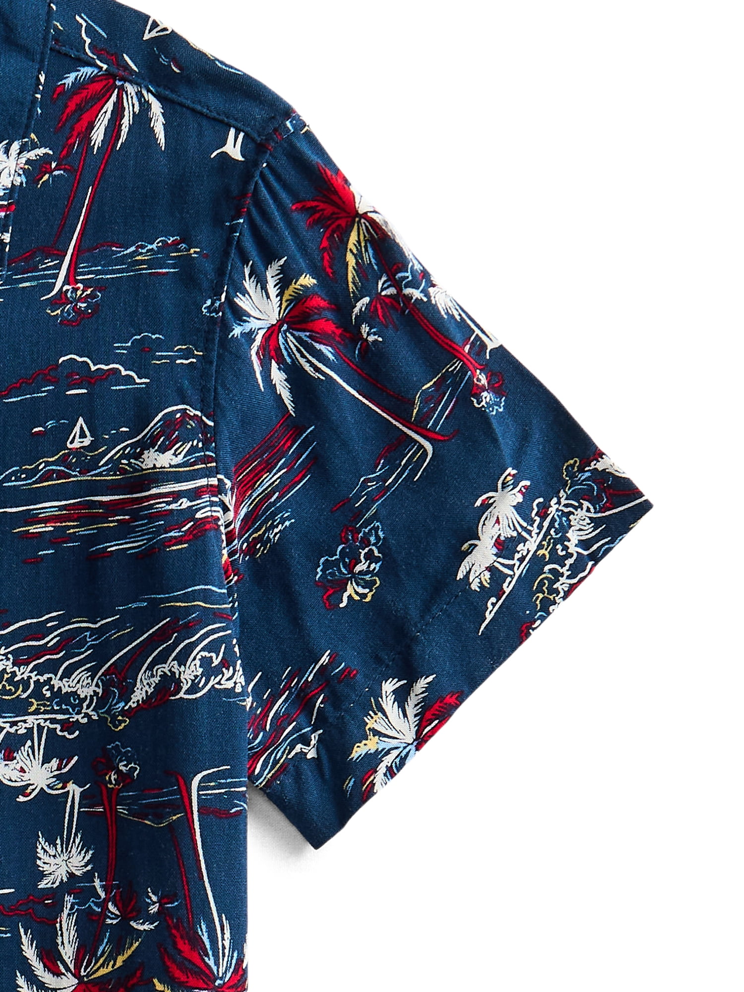 Wonder Nation Toddler Boys Patriotic Camp Shirt with Short Sleeves, Sizes 12M-5T
