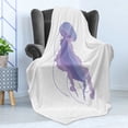 thumbnail image 4 of Jellyfish Soft Flannel Fleece Throw Blanket, Jellyfish Silhouette with Pastel Purple Tones on Plain Background Artwork, Cozy Plush for Indoor and Outdoor Use, 50" x 60", Multicolor, by Ambesonne, 4 of 5