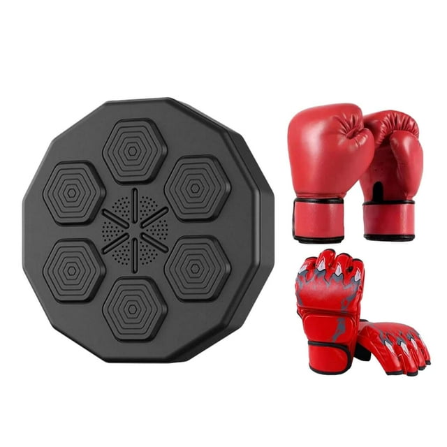 Almencla Boxing Machine Smart Boxing Trainer Music Boxing Wall Target Accessories with 2 Pair Boxing Gloves for Karate Exercise Indoor Red