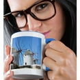 thumbnail image 2 of 3dRose, Windmills on the Island Mykonos, Greece, 11oz Two-Tone Blue Mug, 2 of 7