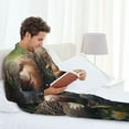 thumbnail image 6 of Salouo Daisy Sleeping Sloth Print Button-Front Long Sleeve Pajama Set for Men, Soft 2Pjs Men's Long Sleeve Sleepwear-X-Large, 6 of 7