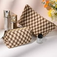 thumbnail image 2 of Pakyozj 2 Pieces Makeup Bag Large Checkered Cosmetic Bag Capacity Canvas Mix Travel Toiletry Bag Organizer Cute Makeup Brushes Aesthetic Accessories Storage Bag for Women, 2 of 6