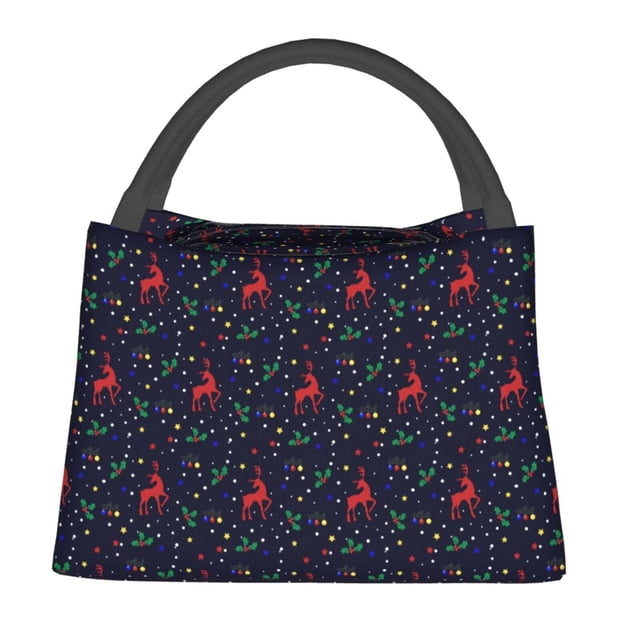 Balery Christmas Deer Bolsa de Aislamiento Portátil – Bolsa de Almuerzo con Forro de Aluminio Mejorado, Funda Impermeable y Fácil de Limpiar para Picnic y Caja de Almuerzo