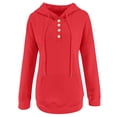 thumbnail image 5 of Pullover Sweater Vest Women Fall Winter Loose Fit Hooded Long-sleeved Bubble One Shoulder with Pocket Solid Color Hoodie Cotton Hoodies Sweatshirts( Red,M), 5 of 5