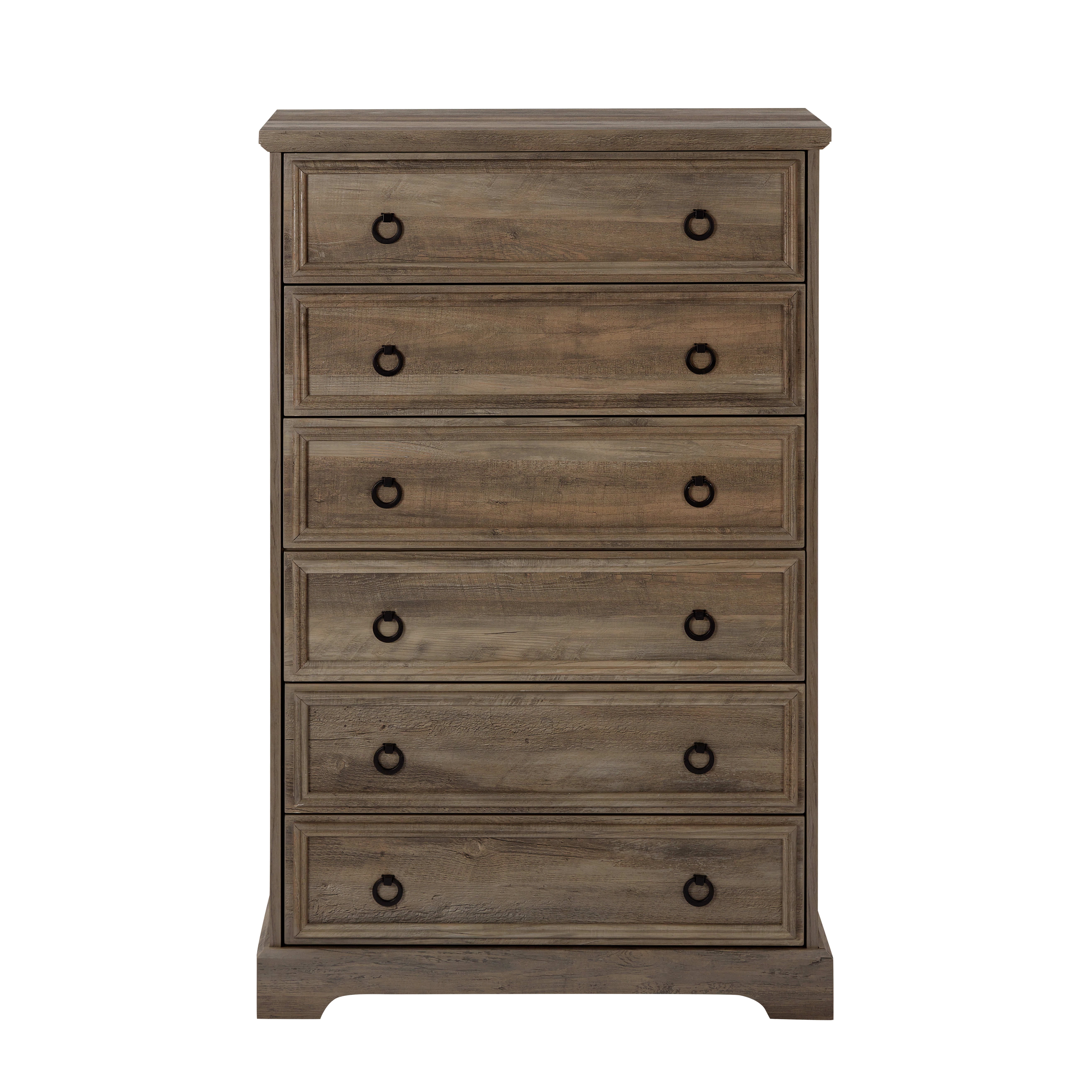 Aukfa 6-Drawer Dresser Chest Tall Drawers Wood Cabinet for Bedroom, Gray Wash