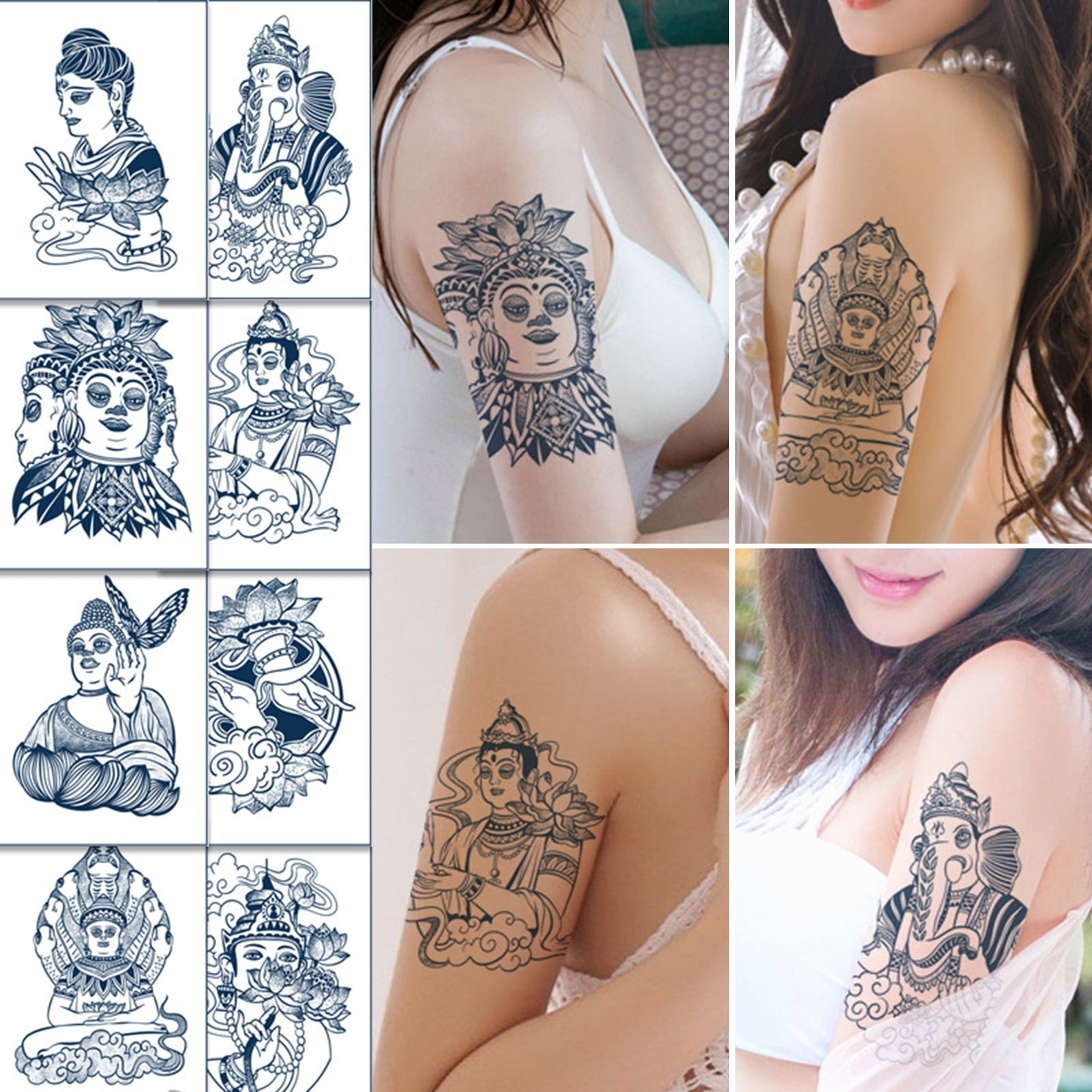 Hopeup Buddha Tattoo Stickers Fake Temporary Tattoo Waterproof Sweat Long  Lasting Body Art Tattoo Sticker for Women Men 