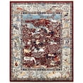 thumbnail image 1 of Unique Loom Tapis Texturé Narenj Hunting Scene 8' x 10' Rectangle Bordeaux/tan, 1 of 1