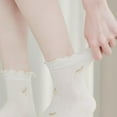 thumbnail image 5 of YooGuoGuo 5 Pair Cute Ankle Socks for Women Coquette Bow Print Ruffle Frilly Cotton Socks Lace Trim Breathable Summer Socks, 5 of 6