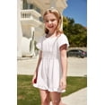 thumbnail image 3 of Arshiner Girls Summer Jumpsuits Tie Back Off Shoulder Short Sleeve One Piece Rompers Ruffle Smocked Casual Shorts Outfits, 3 of 6