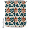 thumbnail image 2 of Shower Curtains for Bathroom, Orange Green Botanical Art Waterproof Fabric Shower Curtain, Summer Greenery Floral Decorative Bathroom Curtain for Bathtub, 36"x72", No Hooks Included, 2 of 9