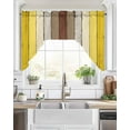 thumbnail image 2 of Yellow Brown Kitchen Curtains Swag Valance for Windows/Bathroom/Cafe, Farmhouse Wood Grain Vintage Striped Rod Pocket Drape Panel Swag Curtains Valance for Bedroom/Living Room 56"x36", 2 of 6