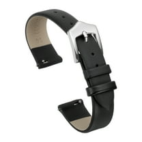 Uxcell 14mm Black Genuine Leather Watch Bands with Silver Buckle for Women