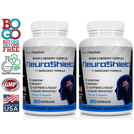 NeuroShield Brain & Memory Supplement | Multi-Ingredient Formula | Helps Protect The Brain, Prevent Age Related Decline and Improved Cognition & Focus!* Two 90 Counts | 180 Day Supply | Free