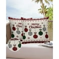 thumbnail image 6 of Pack of 2 Outdoor Pillow Covers, Christmas Color Lantern Red and Black Plaid Burlap Texture Waterproof Square Throw Pillowcase Cushion Decorative Pillow Covers for Couch Patio Tent, 20x20 in, 6 of 6