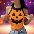 thumbnail image 2 of Womens Sleeveless Tank Tops Halloween Pumpkin 3D Printed Decorative Crop Top With A Festive Short Style See Through And Top Basic Camisoles, 2 of 7