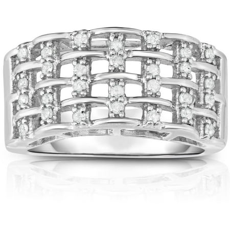 1/3 Carat T.W. Diamond Silver Fashion Ring with Single-Cut I3 Diamonds