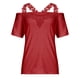 thumbnail image 4 of ICHUANYI ClearanceFashion Women's Summer V-Neck Casual Lace Patchwork Solid Caims Blouse Top(Wine, XXL) ICHUANYI WER20232080502879, 4 of 8