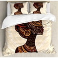 thumbnail image 3 of African Woman Duvet Cover Set Twin Size, Hand Drawn Ethnic Illustration Profile Portrait Tribal Ornaments Folk Art, Decorative 2 Piece Bedding Set with 1 Pillow Sham, Multicolor, by Ambesonne, 3 of 3