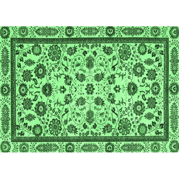 Ahgly Company Indoor Rectangle Abstract Emerald Green Modern Area Rugs, 8' x 12'