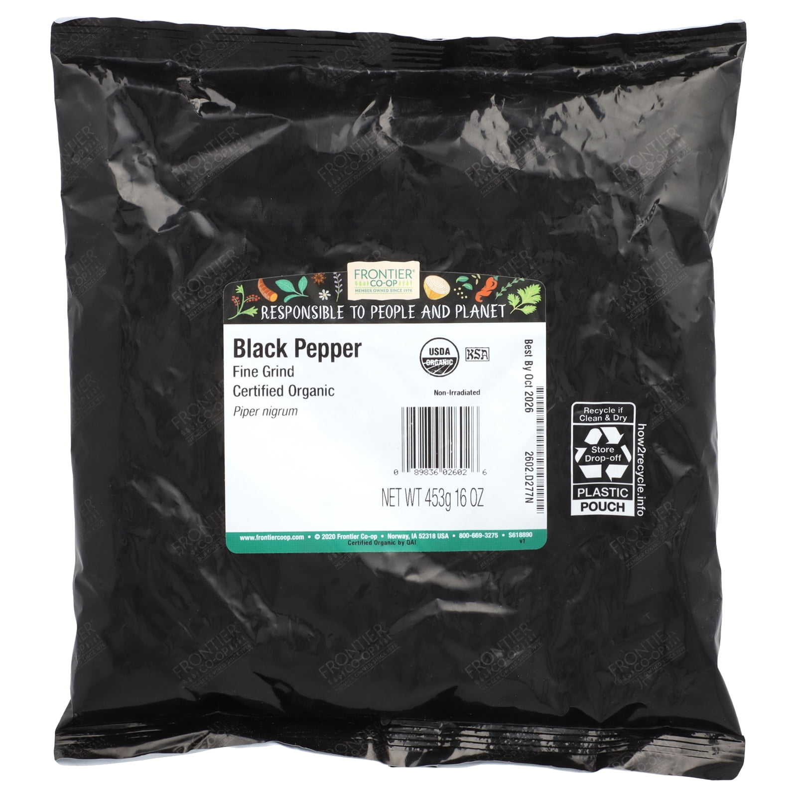 Frontier Co-op Organic Fine Grind Black Pepper, 16 oz (453 g)