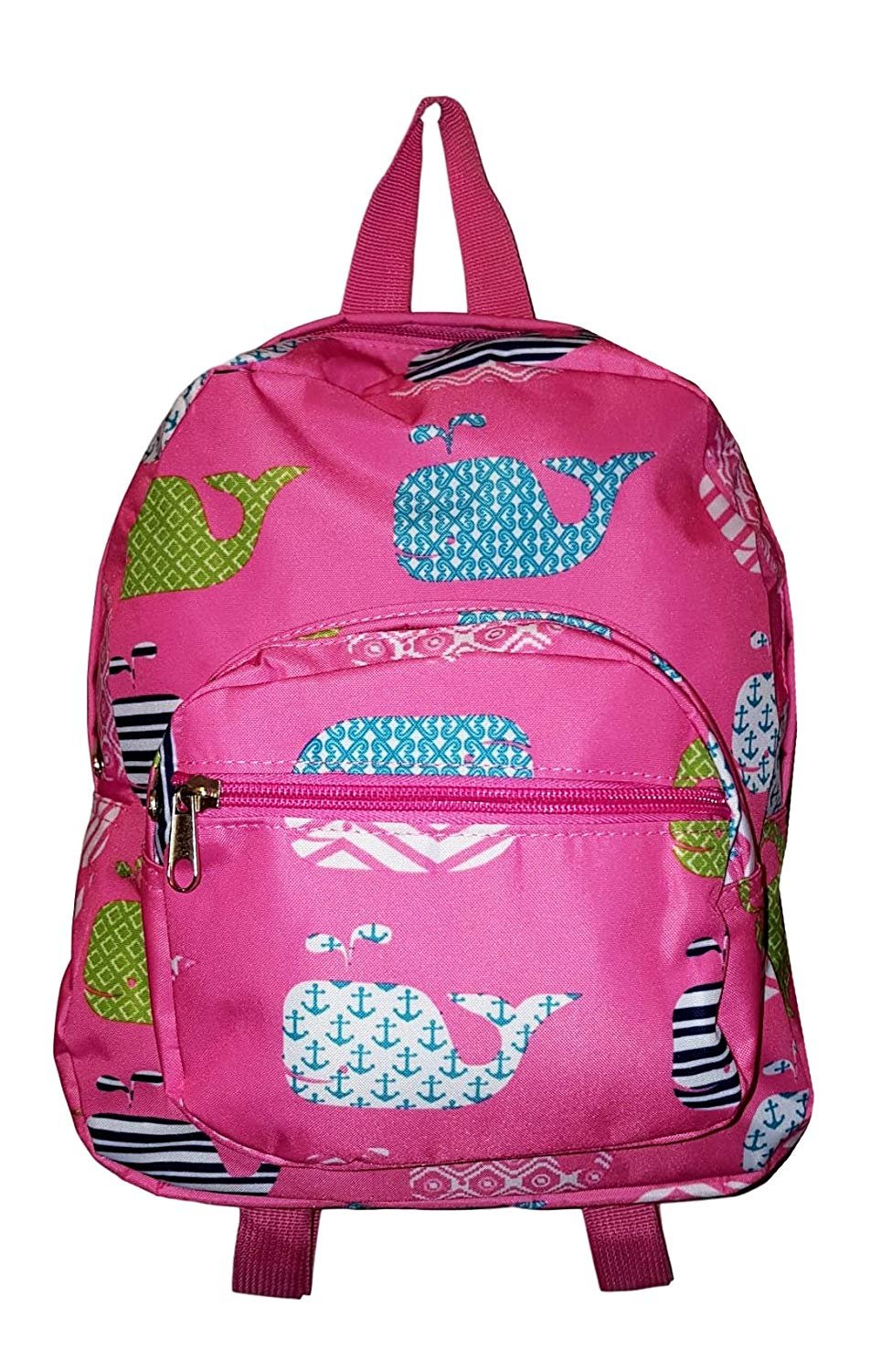 11-inch Mini Backpack Purse, Zipper Front Pockets Teen Child Pink Whale print - image 2 of 3