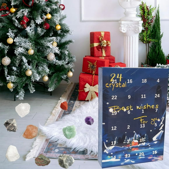 EGNMCR Christmas Decorations, Christmas Tree ornaments, Christmas Gifts 2024 Christmas Advent Calendar 24 Natural Crystal Agate Fossils Day Advent Calendar