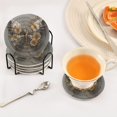 thumbnail image 6 of 6 Pcs Drink Coasters with Holder 3.94in Woven Coasters for Drinks Silver and Black Butterfly Coaster Set for Protection Table, 6 of 7