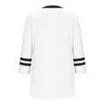 thumbnail image 4 of Tops for Women under $5 3/4 Sleeve Color Block Round Neck Solid Color Casual Top White L, 4 of 5