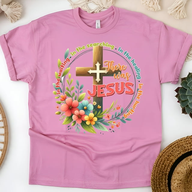 Christian Il Y Avait Jésus Croix et Foi Florale T-Shirt Graphique, Azalée, Taille TG