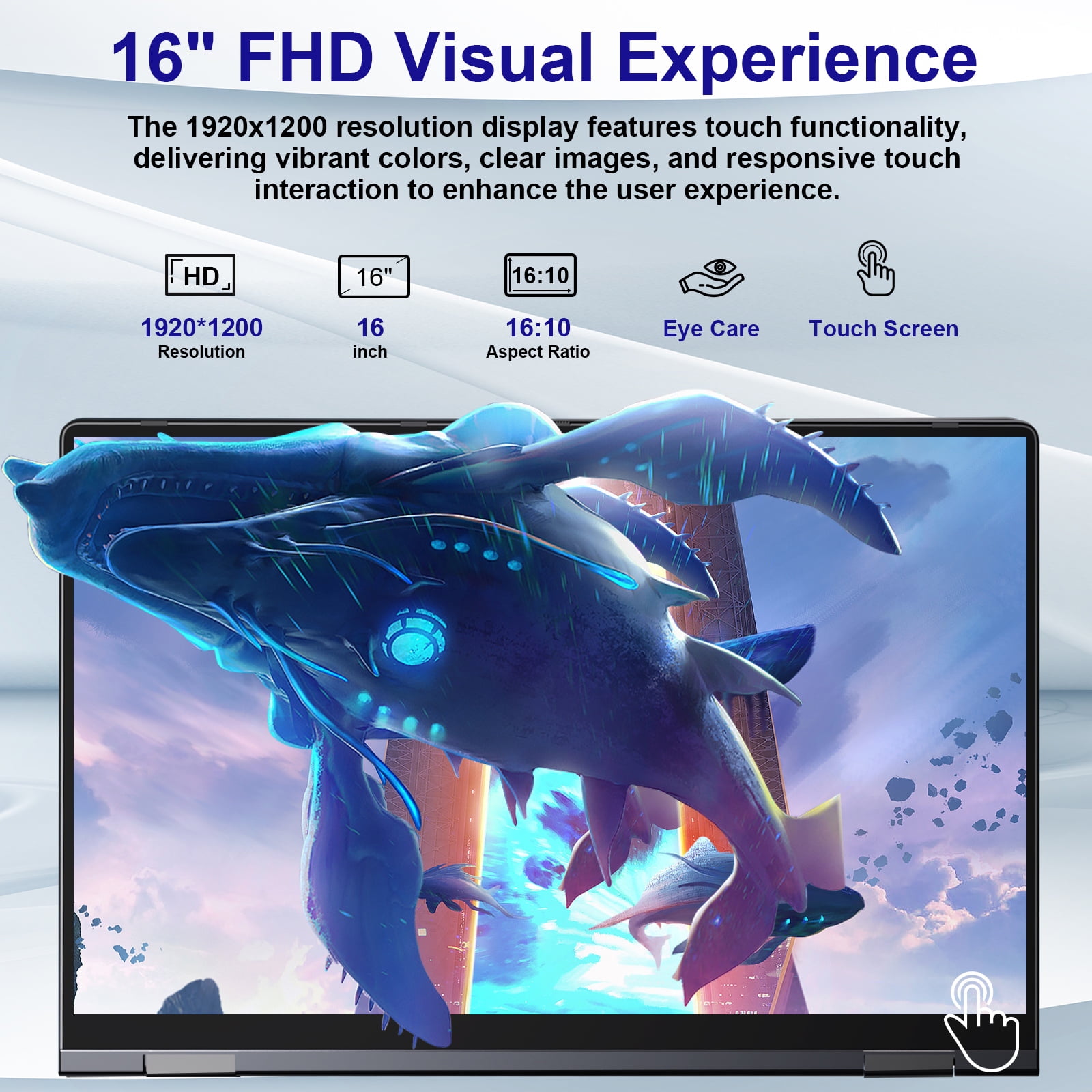 Jumper 16in 2 in 1 Laptop Touchscreen Windows 11, 16GB DDR4 640GB ROM Laptops Convertible Tablet Computer, 4-Core Intel Celeron Processor, 360° Flip, 1yr Office 365 Free