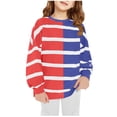 thumbnail image 2 of Tdoqot Girls Striped Sweatshirt- Fashion Pullover Long Sleeve Kids Fall Winter Tops Blue Size 5-6 T, 2 of 4