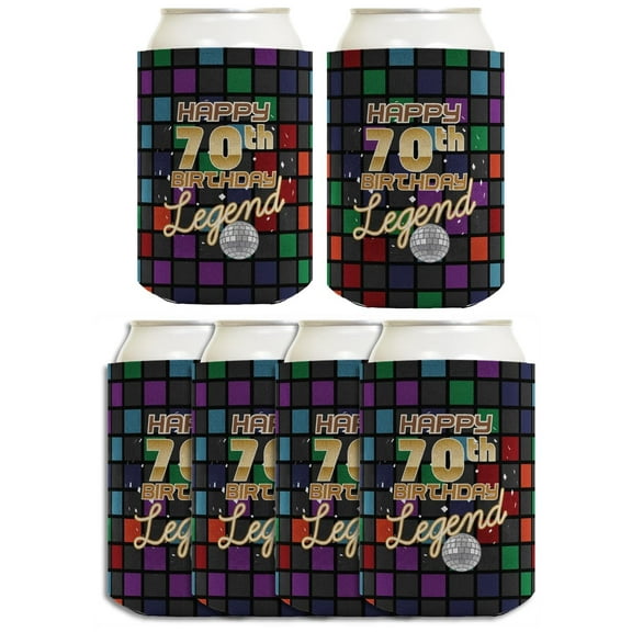 70th Birthday Decorations For Women Happy 70th Birthday Legend 6-Pack Can Drink Sleeves