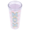 thumbnail image 4 of Checkered Mom Patch Tumbler with Straw, Pink, 24 oz, Mother's Day by Way To Celebrate, 4 of 6