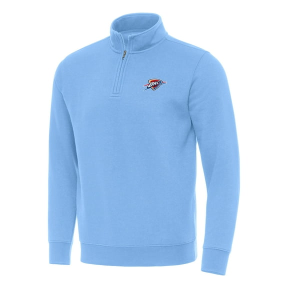 Men's Antigua Powder Blue Oklahoma City Thunder Victory Quarter-Zip Mock Sweatshirt