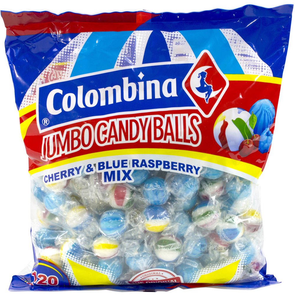 Colombina Cherry & Blue Raspberry Mix Jumbo Candy Balls, 120 count