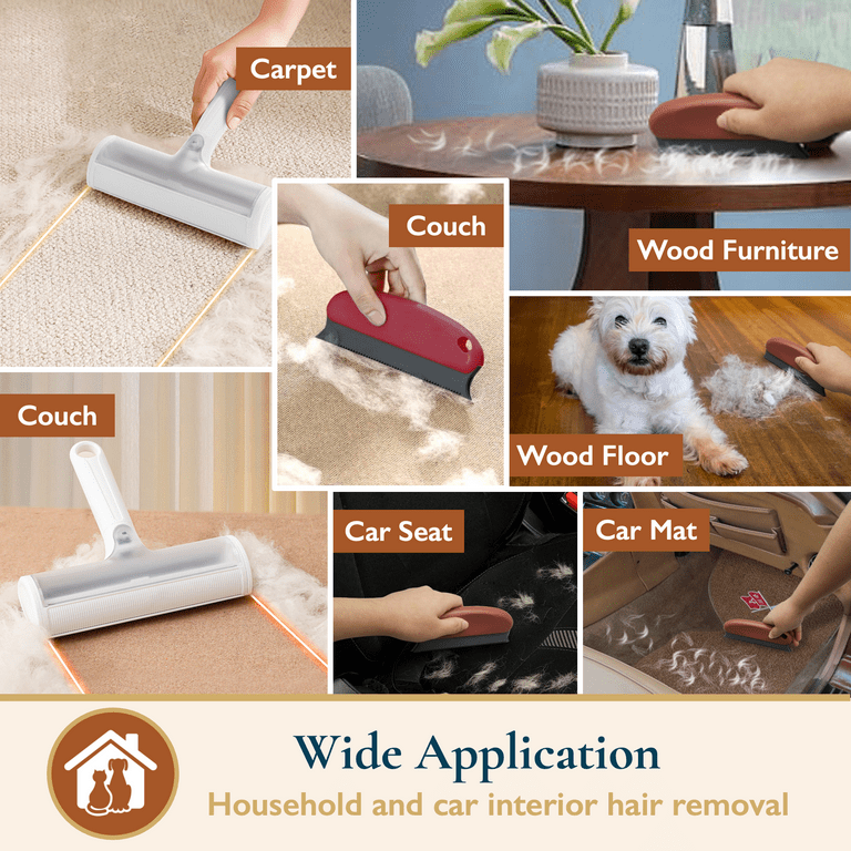 Pet Hair Remover - 2 Pack Reusable Tool For Furniture, Carpet, Car Interior & Bedding