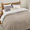 thumbnail image 1 of Manta de cama Sherpa tamaño queen, color beige, 230 x 230 cm, para invierno, 1 of 6