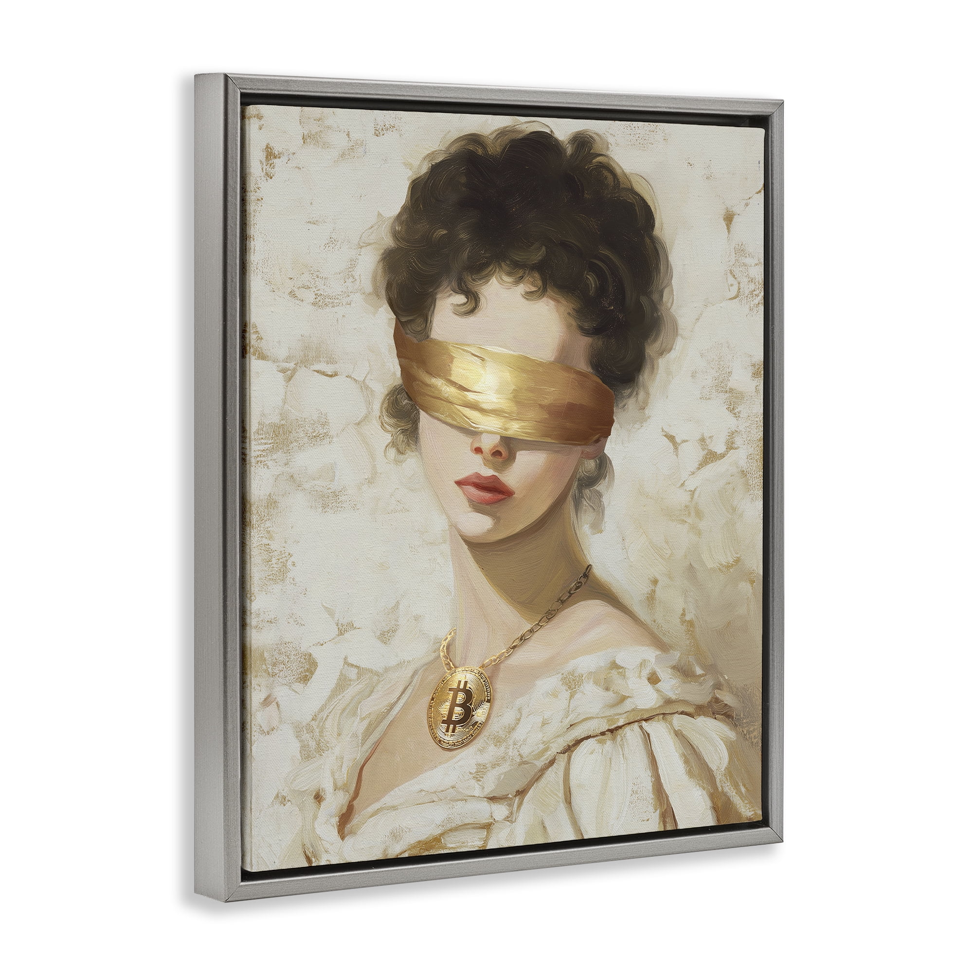 Stupell Industries Crypto Veil Portrait Gray Framed Floater Canvas Wall Art, design by Svetlana Aleynikova