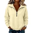 thumbnail image 2 of Women's Quarter Zip Sweatshirt Fashion Stand Collar Pullover Top with Relaxed Silhouette Fall Sweatshirts, M, 2 of 4
