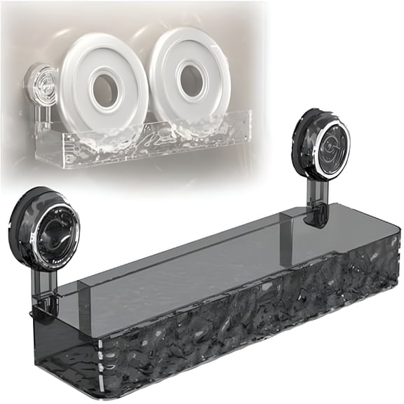 LAMIRO Corrugated Suction Cup Storage Holder,2025 New Shelf For Bathroom,No Drilling Shower Caddy Suction Cup,Acrylic Shelves Bathroom,Wall Mounted Suction Shower Rack Organizer (A,1PC)