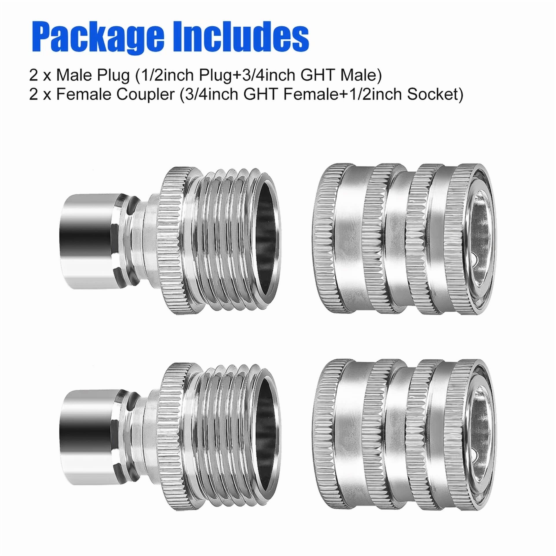CIRCLE- Garden Hose Quick Connect Adapter 3/4Inch Ght Stainless Steel Water Hose Fitting