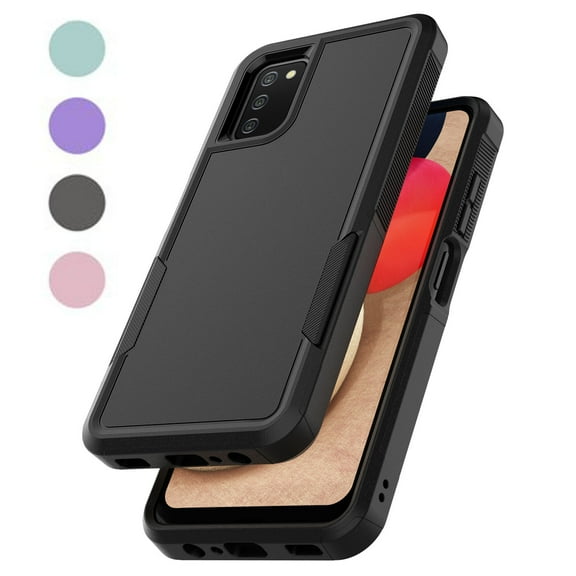For Samsung Galaxy A03S Case, Phone Case for Galaxy A03S 6.5 inch, Takfox Sturdy Rugged 2 in 1 Hybrid Heavy Duty Armor Hard Plastic & Rubber Shockproof Full Body Bumper Cover (Black)