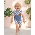 thumbnail image 5 of AceBaby Toddler Baby Boys Summer Waffle Outfits 3M-5Y Checkerboard Print 2Pcs Short Clothes Set, 5 of 9