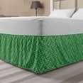 thumbnail image 1 of Abstract Bed Skirt, Rhythmic Geometrical Motifs of Circles and Squares Illustration Print, Elastic Bedskirt Dust Ruffle Wrap Around for Bedding Decor, 4 Sizes, Fern Green and Mustard, by Ambesonne, 1 of 2