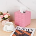 thumbnail image 3 of ABPETE Pink Square Tissue Box Cover - Modern Leather Cube Facial Tissue Holder for Bathroom, Living Room and Office Decor, 3 of 11