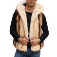 thumbnail image 3 of Zysthvn Open Front Men Vest Winter Casual Faux Fur Mens Jacket Hooded Warm Solid Outerwear, 3 of 10